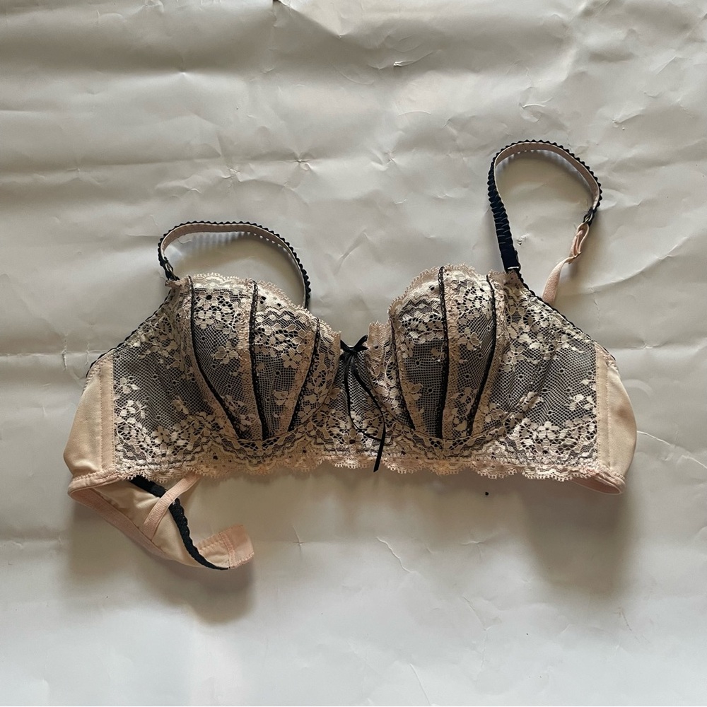 Peach and black 36A bra